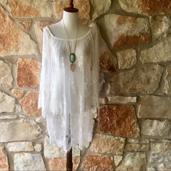 5 ⭐️ fave! White lace sheer dress or coverup - Picture 6 of 8